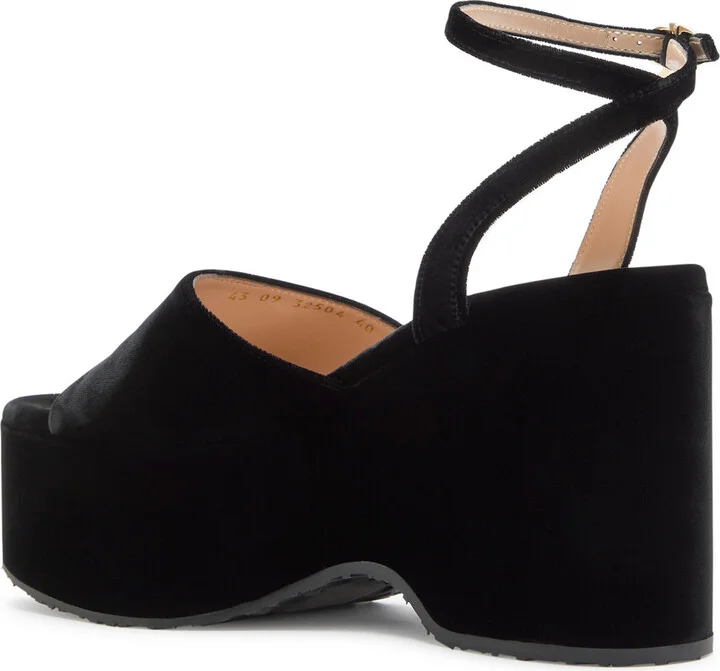 Gianvito Rossi Thalia 110 Velvet Platform Wedge Sandals - Image 2