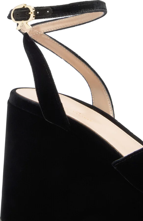 Gianvito Rossi Thalia 110 Velvet Platform Wedge Sandals - Image 3
