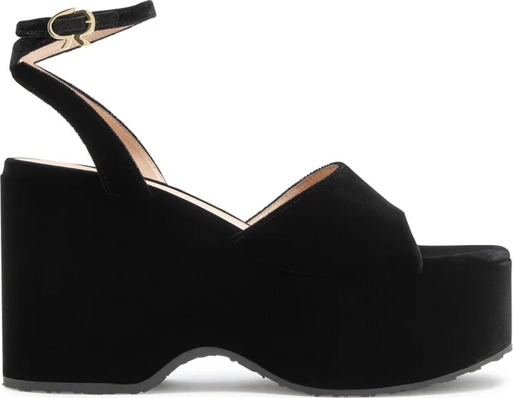 Gianvito Rossi Thalia 110 Velvet Platform Wedge Sandals