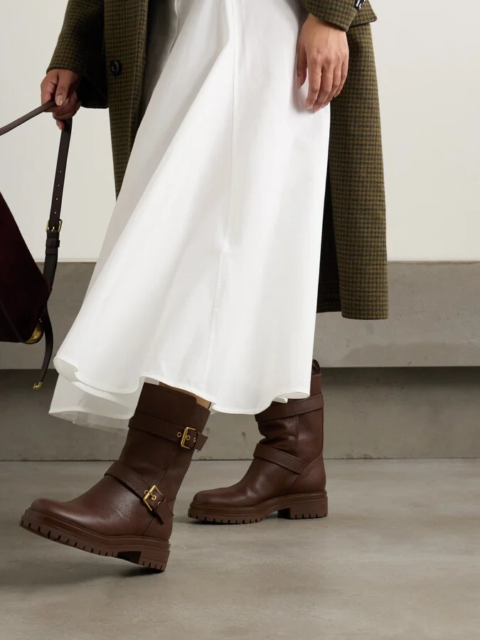 Gianvito Rossi - Thiago Flair Buckled Textured-leather Boots - Brown - Image 2