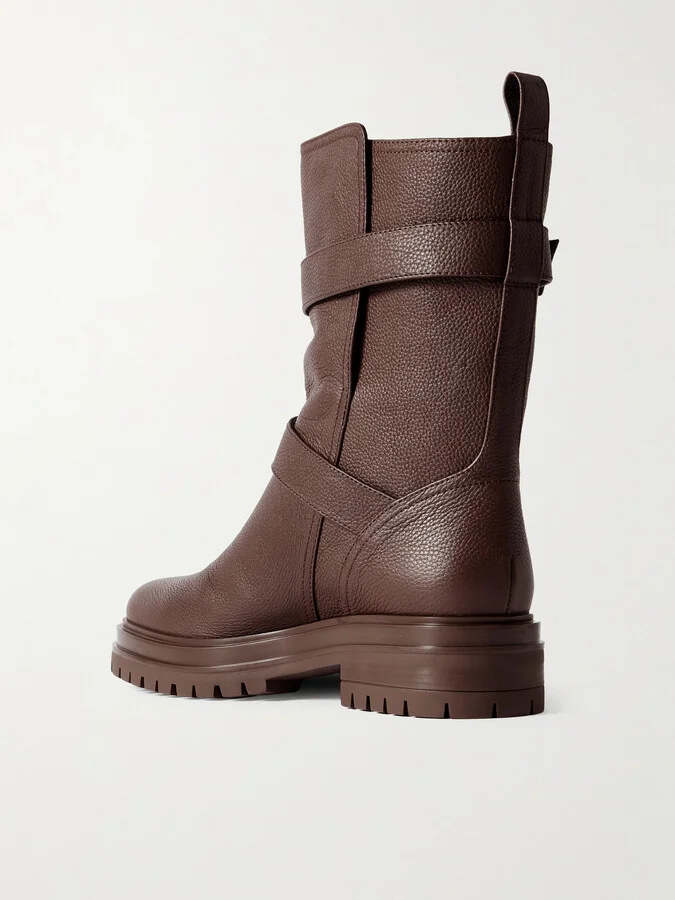 Gianvito Rossi - Thiago Flair Buckled Textured-leather Boots - Brown - Image 3