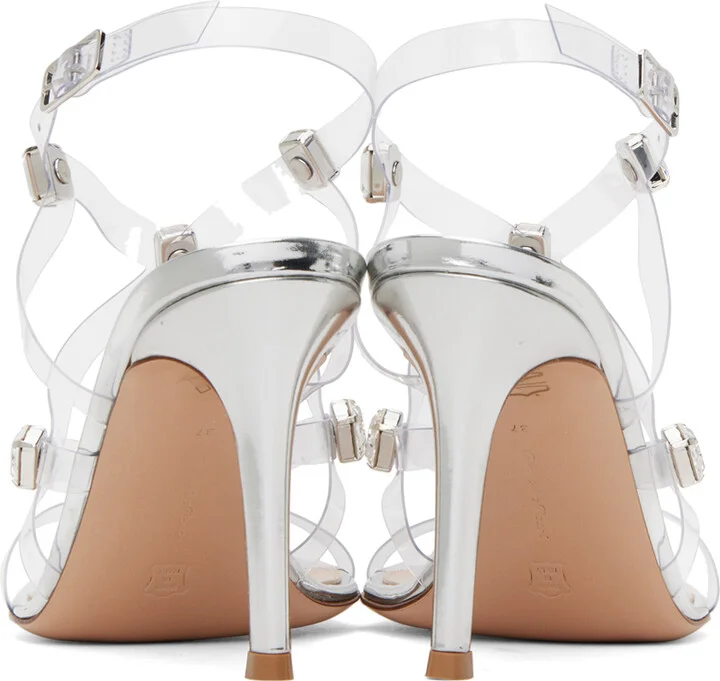 Gianvito Rossi Transparent & Silver Crystal Fever Heeled Sandals - Image 2
