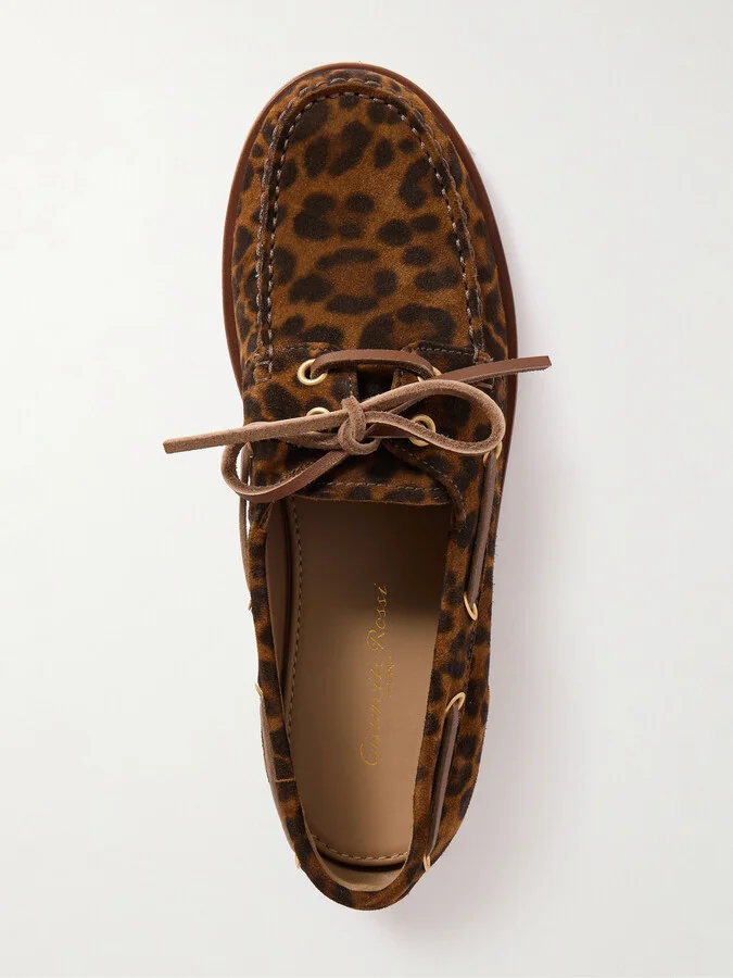 Gianvito Rossi - Vandée Leopard-print Suede Boat Shoes - Animal print - Image 5