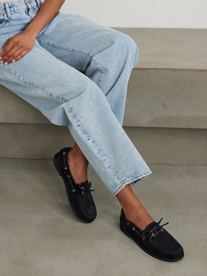 Gianvito Rossi - Vandée Suede Boat Shoes - Blue - Image 2