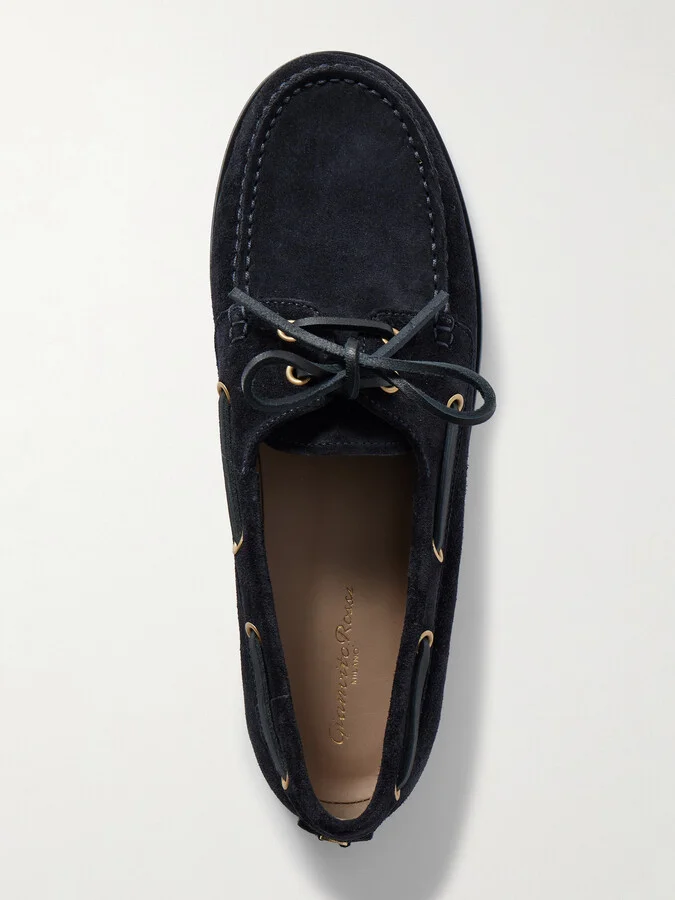Gianvito Rossi - Vandée Suede Boat Shoes - Blue - Image 5