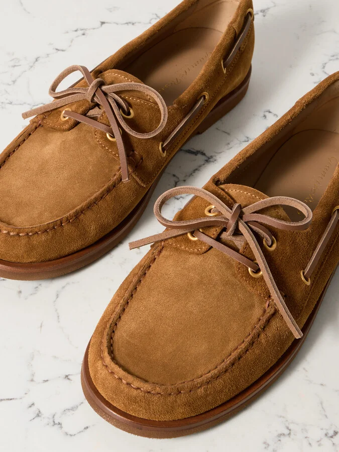 Gianvito Rossi - Vandée Suede Boat Shoes - Brown - Image 4