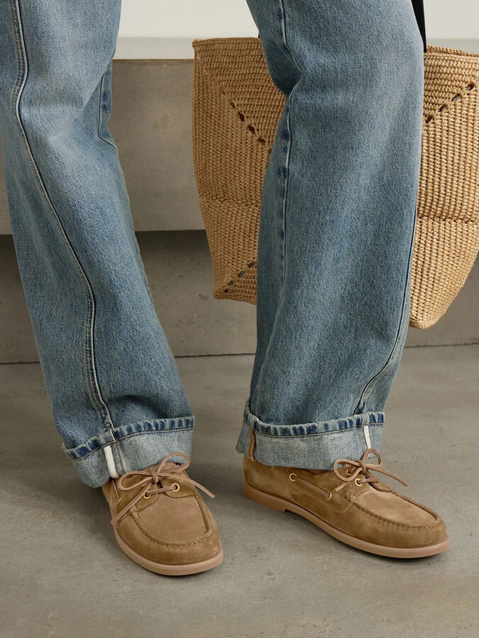Gianvito Rossi - Vandée Suede Boat Shoes - Neutrals - Image 2