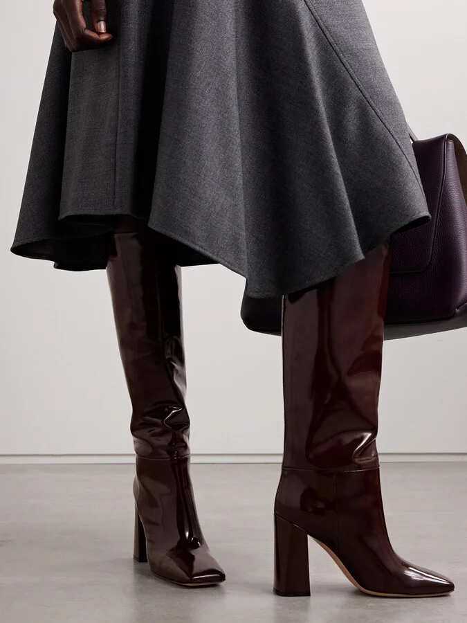 Gianvito Rossi - Vanta 95 Patent-leather Knee Boots - Burgundy - Image 2