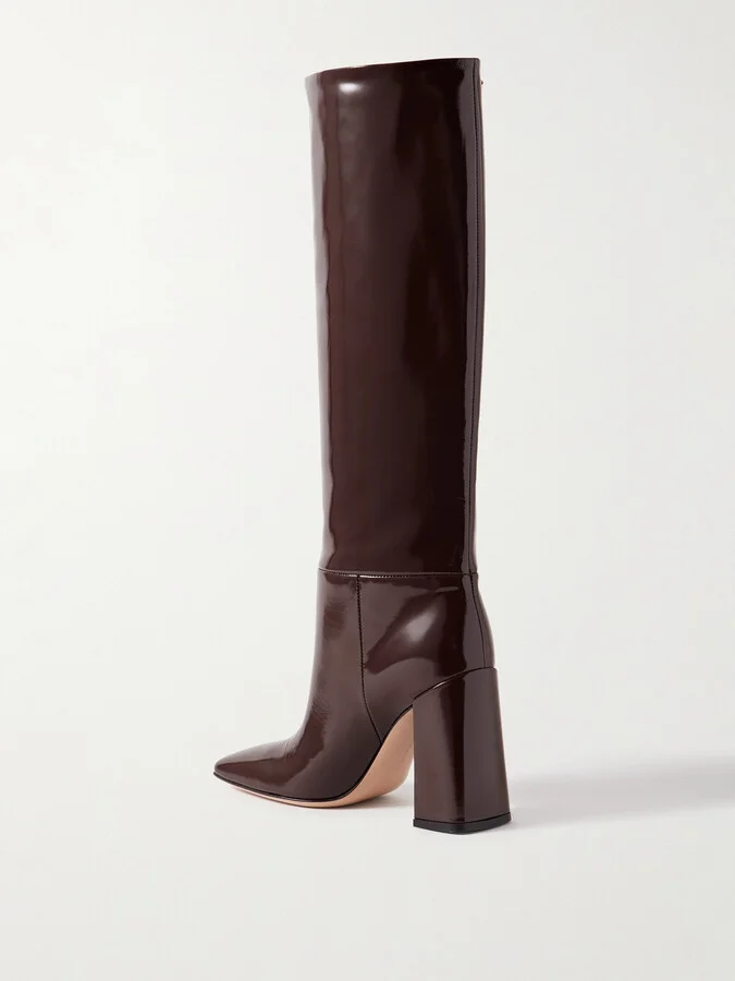 Gianvito Rossi - Vanta 95 Patent-leather Knee Boots - Burgundy - Image 3