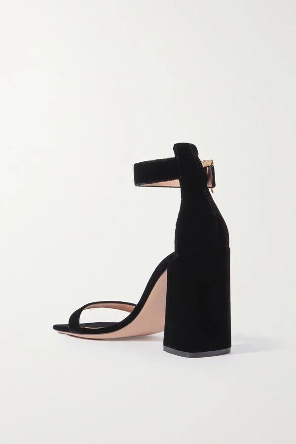 Gianvito Rossi - Velluto 95 Crystal-embellished Velvet Sandals - Black - Image 3