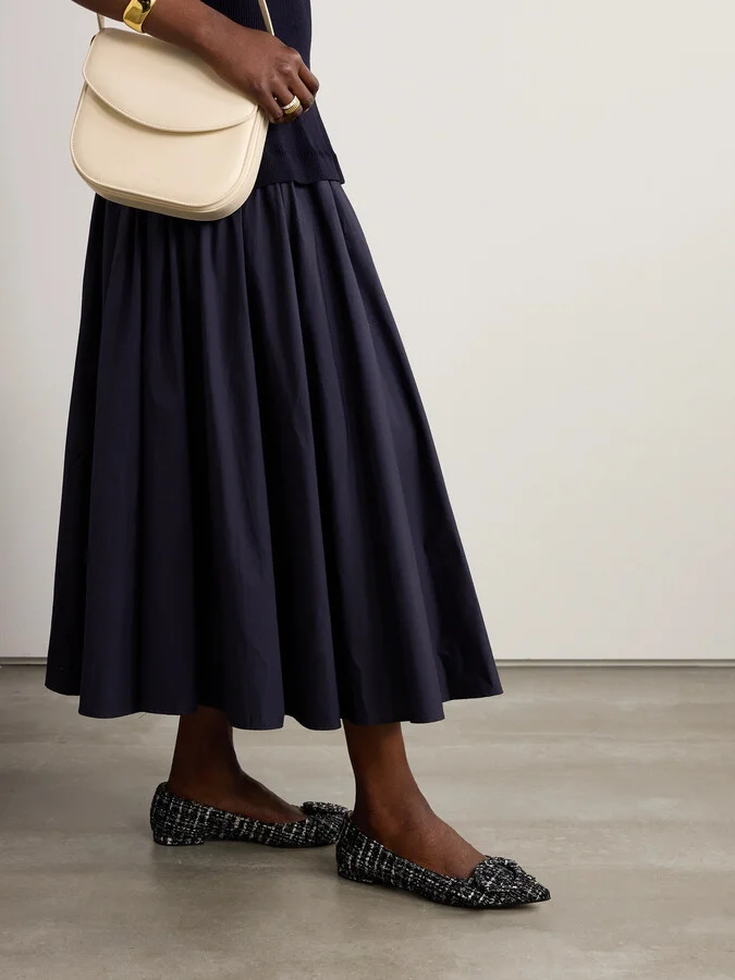 Gianvito Rossi - Venezia Bouclé-tweed Point-toe Flats - Black - Image 2