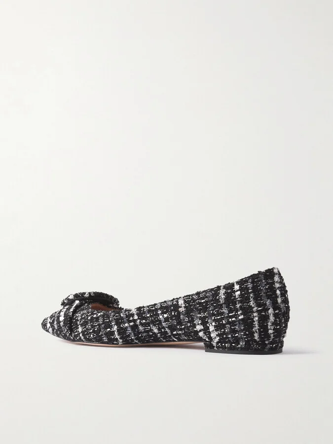 Gianvito Rossi - Venezia Bouclé-tweed Point-toe Flats - Black - Image 3