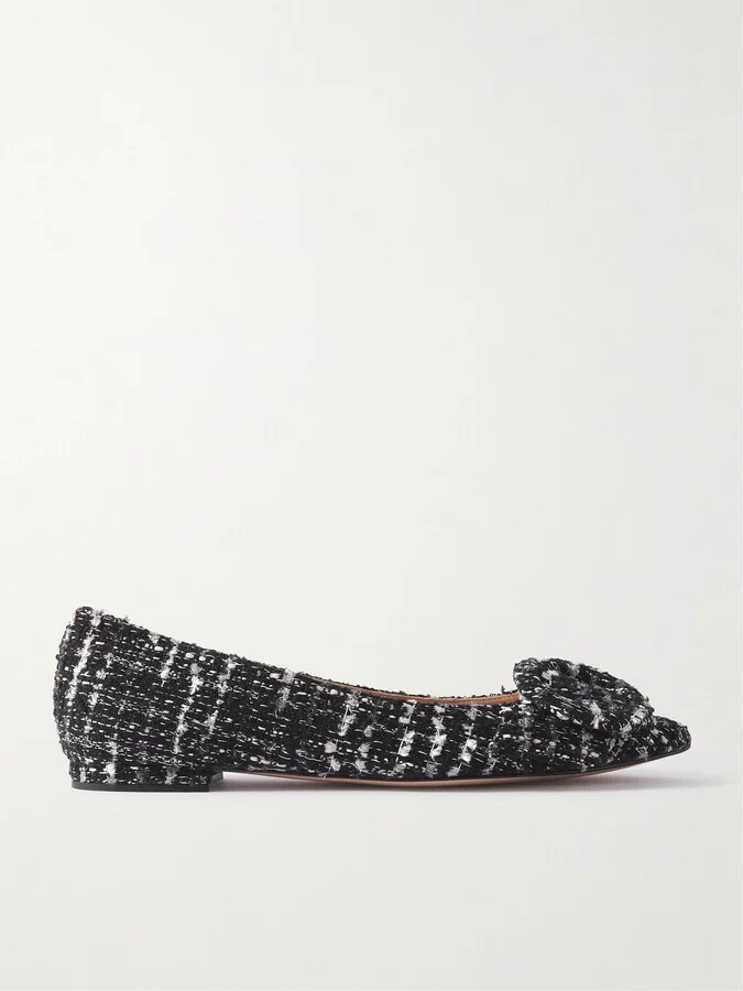 Gianvito Rossi - Venezia Bouclé-tweed Point-toe Flats - Black