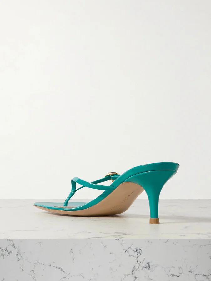 Gianvito Rossi - Vernice 55 Buckled Patent-leather Mules - Blue - Image 3