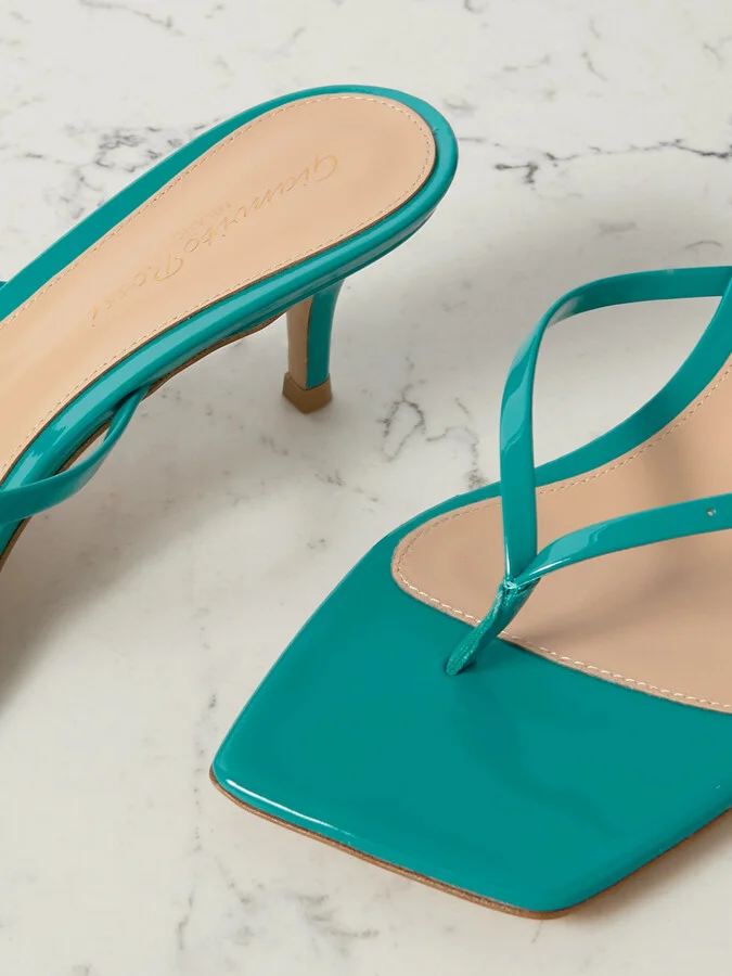 Gianvito Rossi - Vernice 55 Buckled Patent-leather Mules - Blue - Image 4