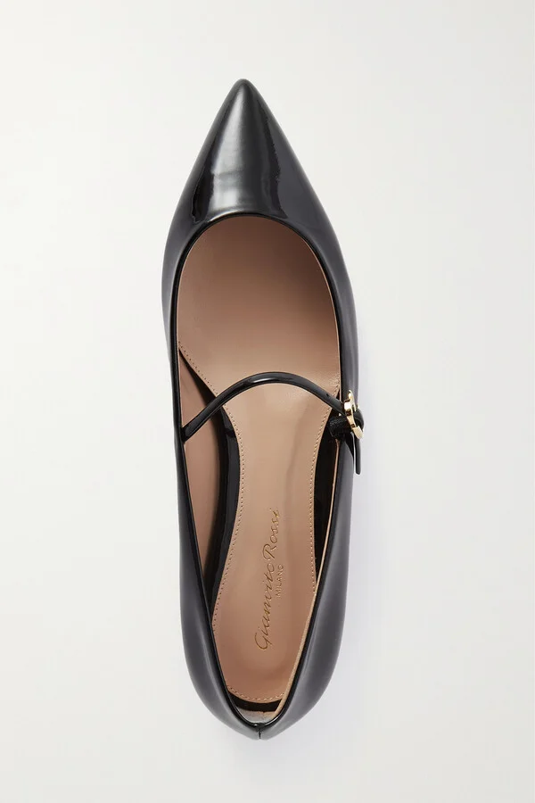 Gianvito Rossi - Vernice Patent-leather Mary Jane Point-toe Flats - Black - Image 5