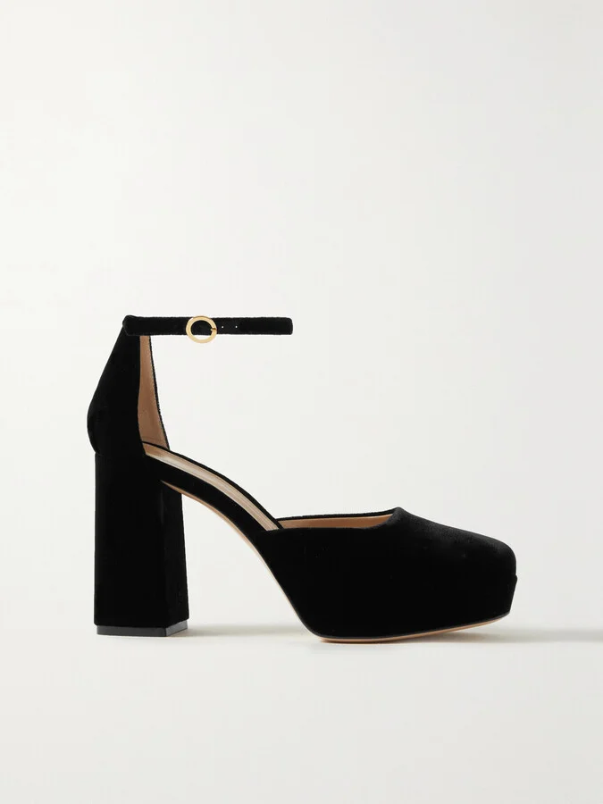 Gianvito Rossi - Vian 100 Velvet Platform Mary Jane Pumps - Black