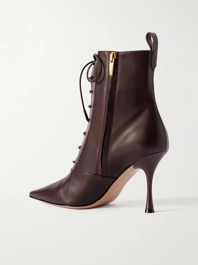 Gianvito Rossi - Vitello 85 Leather Ankle Boots - Burgundy - Image 3