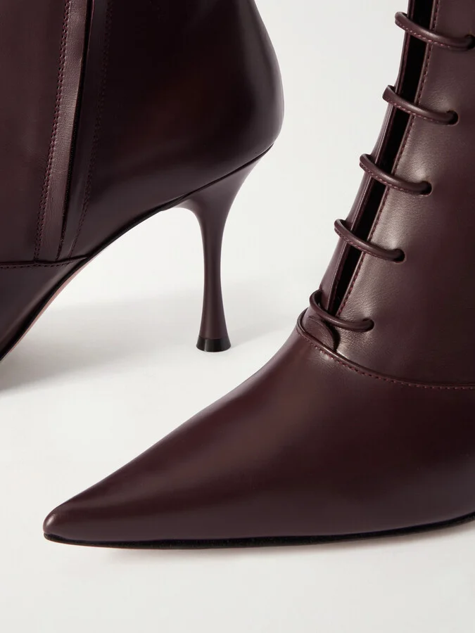 Gianvito Rossi - Vitello 85 Leather Ankle Boots - Burgundy - Image 4