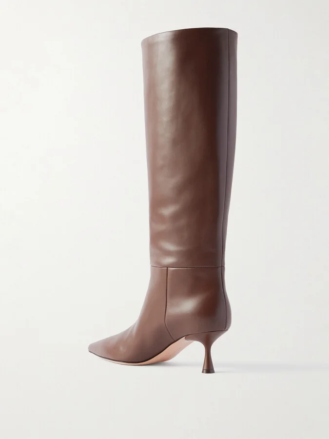 Gianvito Rossi - Vitello Glove 55 Leather Boots - Brown - Image 3