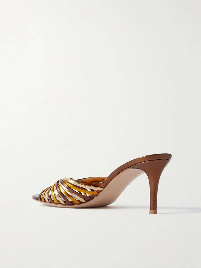 Gianvito Rossi - Vyna Metallic Leather Mules - Brown - Image 3