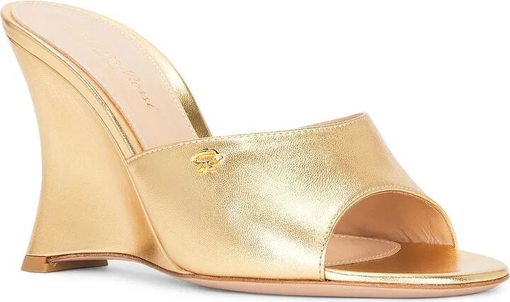 Gianvito Rossi Wedge Sandal in Metallic Gold - Image 2