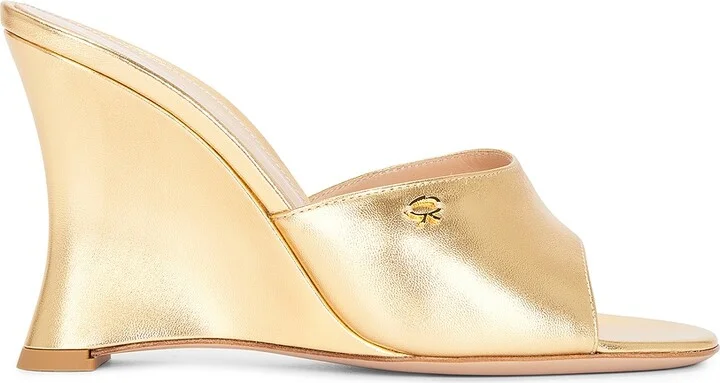 Gianvito Rossi Wedge Sandal in Metallic Gold