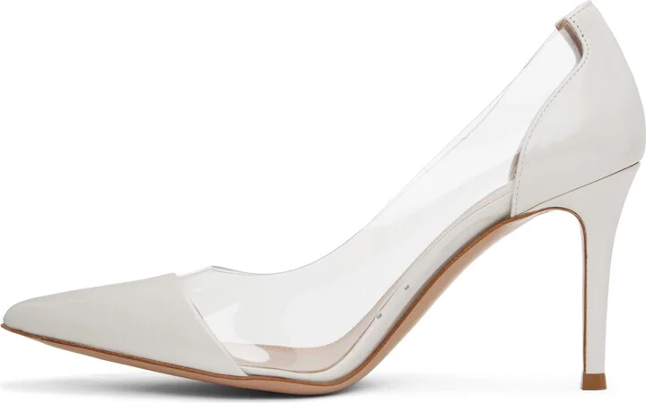 Gianvito Rossi White Plexi 85 Heels - Image 3