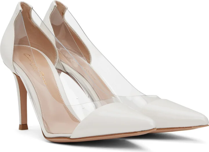 Gianvito Rossi White Plexi 85 Heels - Image 4