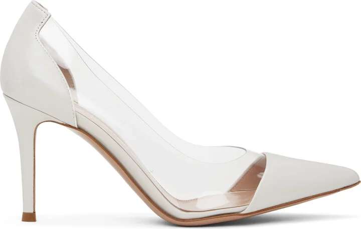 Gianvito Rossi White Plexi 85 Heels