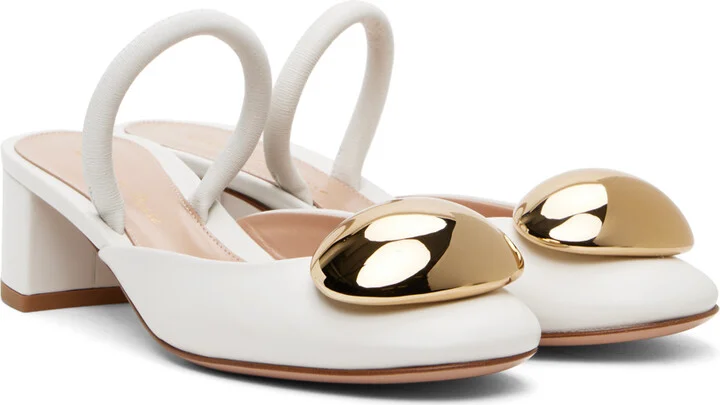 Gianvito Rossi White Sphera 45 Heels - Image 4