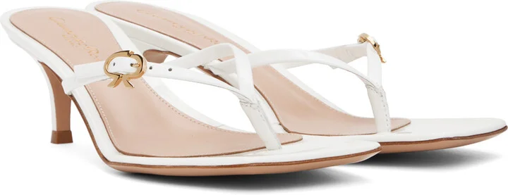Gianvito Rossi White Thong Heeled Sandals - Image 4