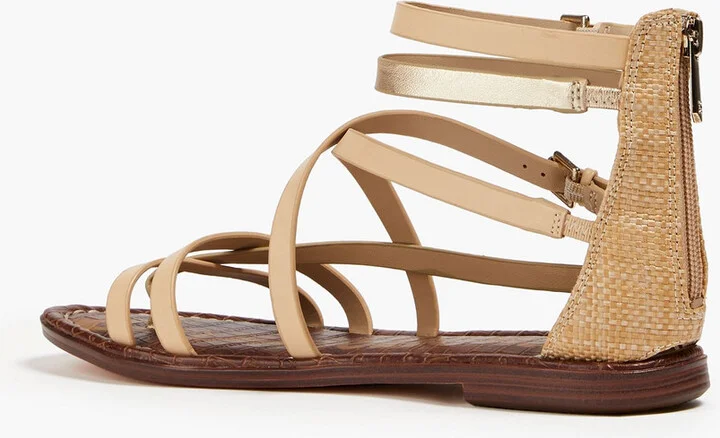 Gibbs leather and faux raffia sandals - Image 3