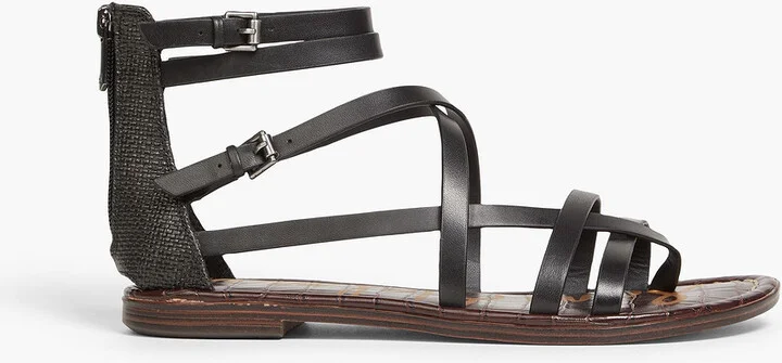 Gibbs leather and faux raffia sandals