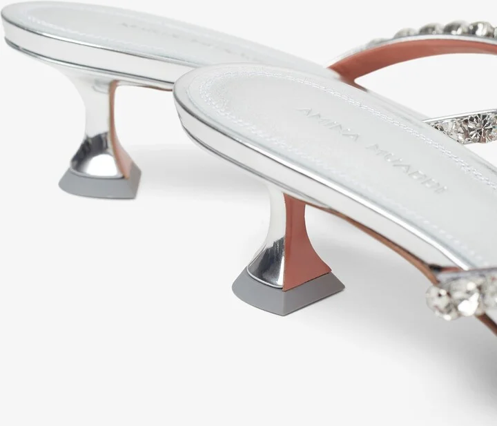Gigi 45 silver thong mules - Image 5
