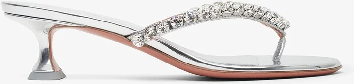 Gigi 45 silver thong mules