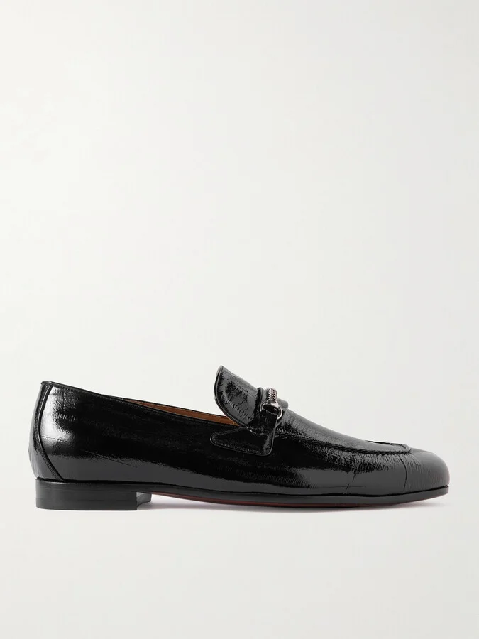 Gigi Chain-Embellished Patent-Leather Loafers