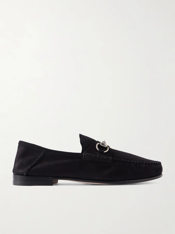 Gigi Horsebit 1953 Embellished Collapsible-Heel Suede Loafers