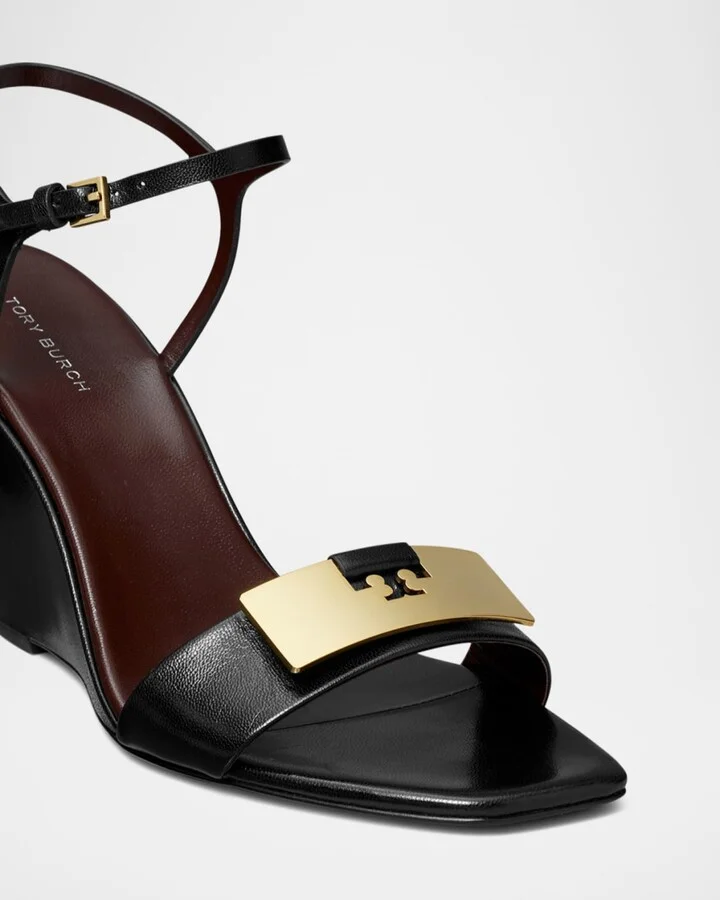 Gigi Leather Bar Wedge Sandals - Image 3