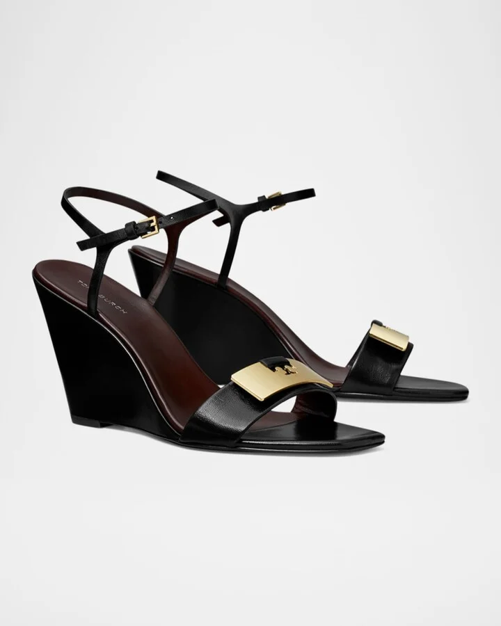 Gigi Leather Bar Wedge Sandals - Image 4