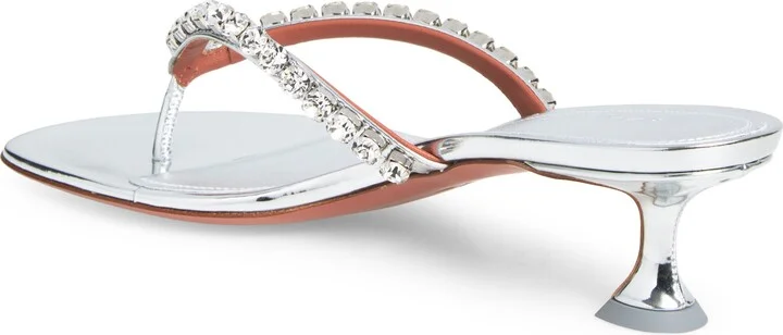 Gigi Metallic Crystal Strap Kitten Heel Sandal - Image 2