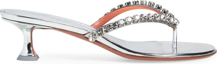 Gigi Metallic Crystal Strap Kitten Heel Sandal - Image 3