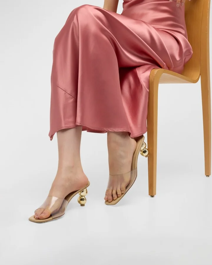 Gigi Metallic Sphere-Heel Vinyl Sandals - Image 3