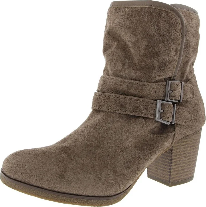 Gigii Womens Faux Suede Fold Over Ankle Boots