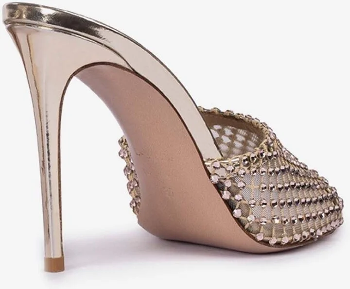 Gilda 110 Crystal-Embellished Metallic Sandals - Image 2