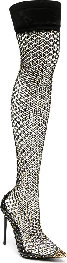 Gilda 120mm rhinestone fishnet boots - Image 2