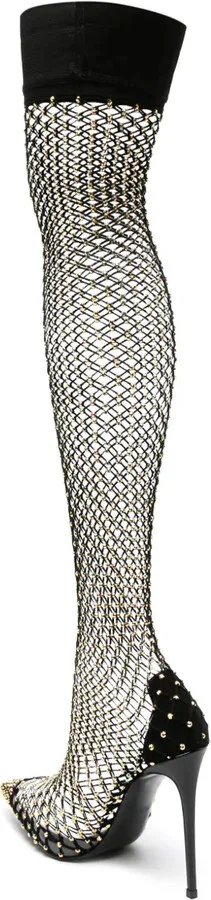 Gilda 120mm rhinestone fishnet boots - Image 3