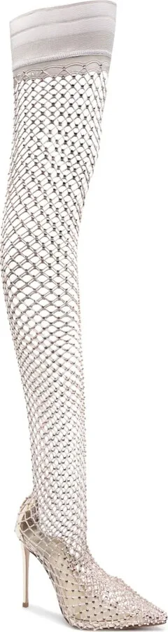 Gilda 120mm rhinestone fishnet boots - Image 2