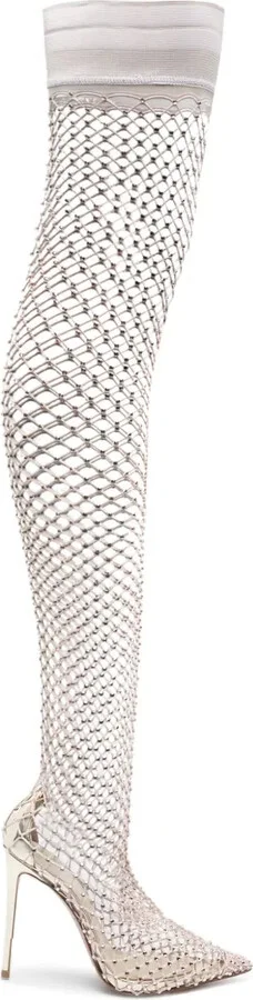 Gilda 120mm rhinestone fishnet boots