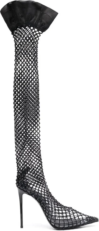 Gilda fishnet thigh-high boots